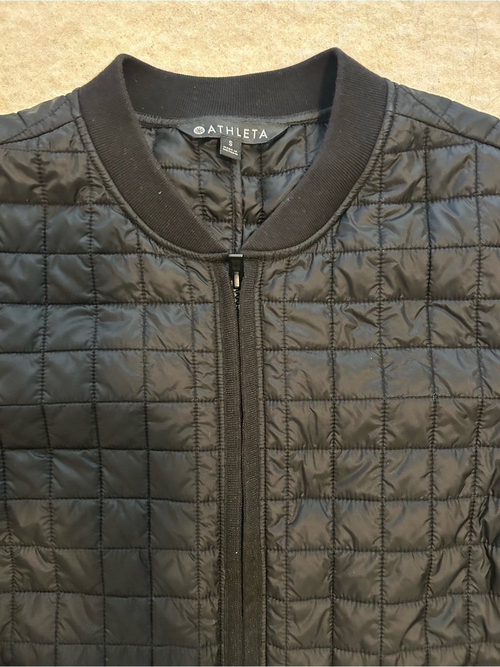Athleta Black Quilted Lightweight Bomber Jacket S